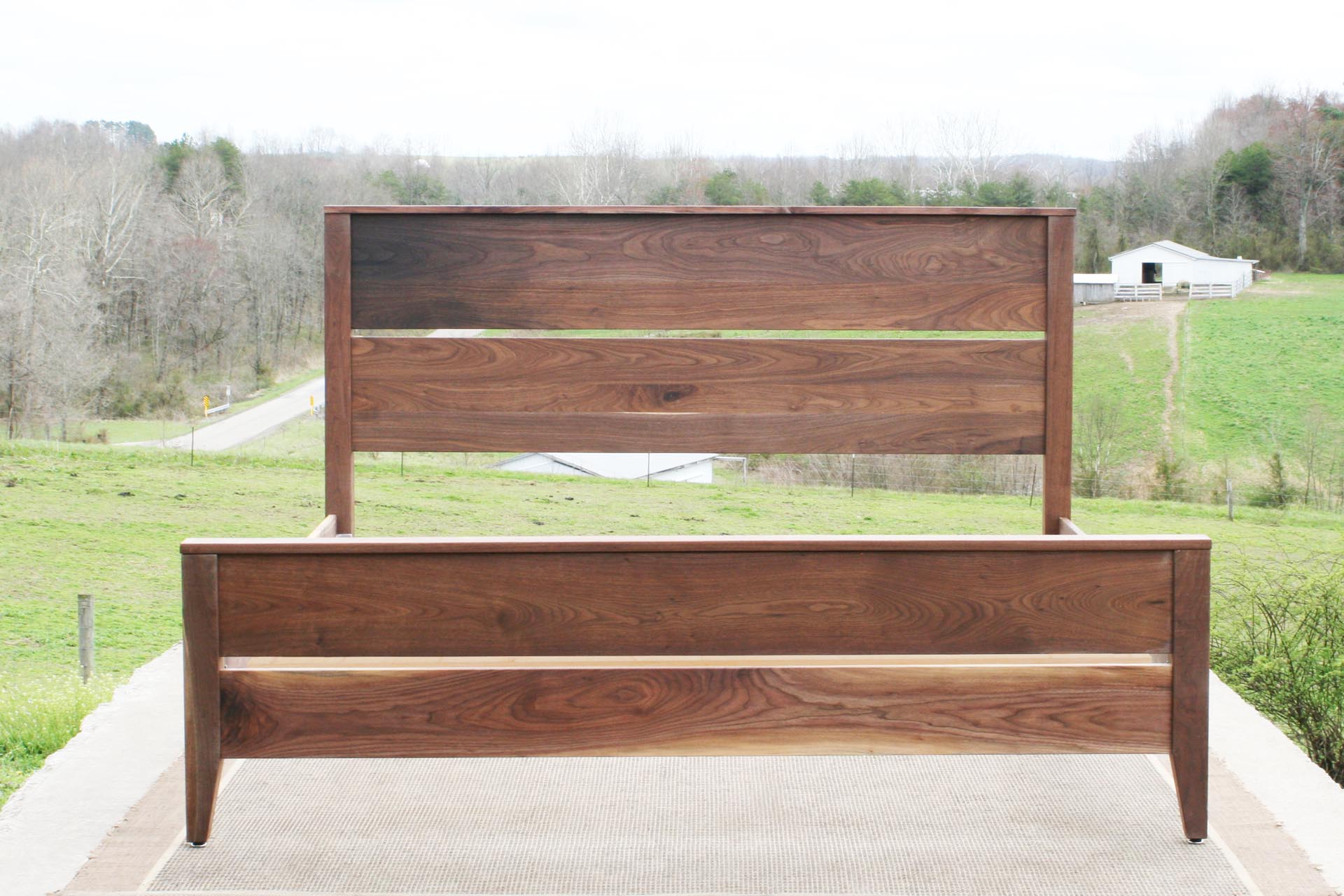 front view Box Spring Bed with Tall Headboard