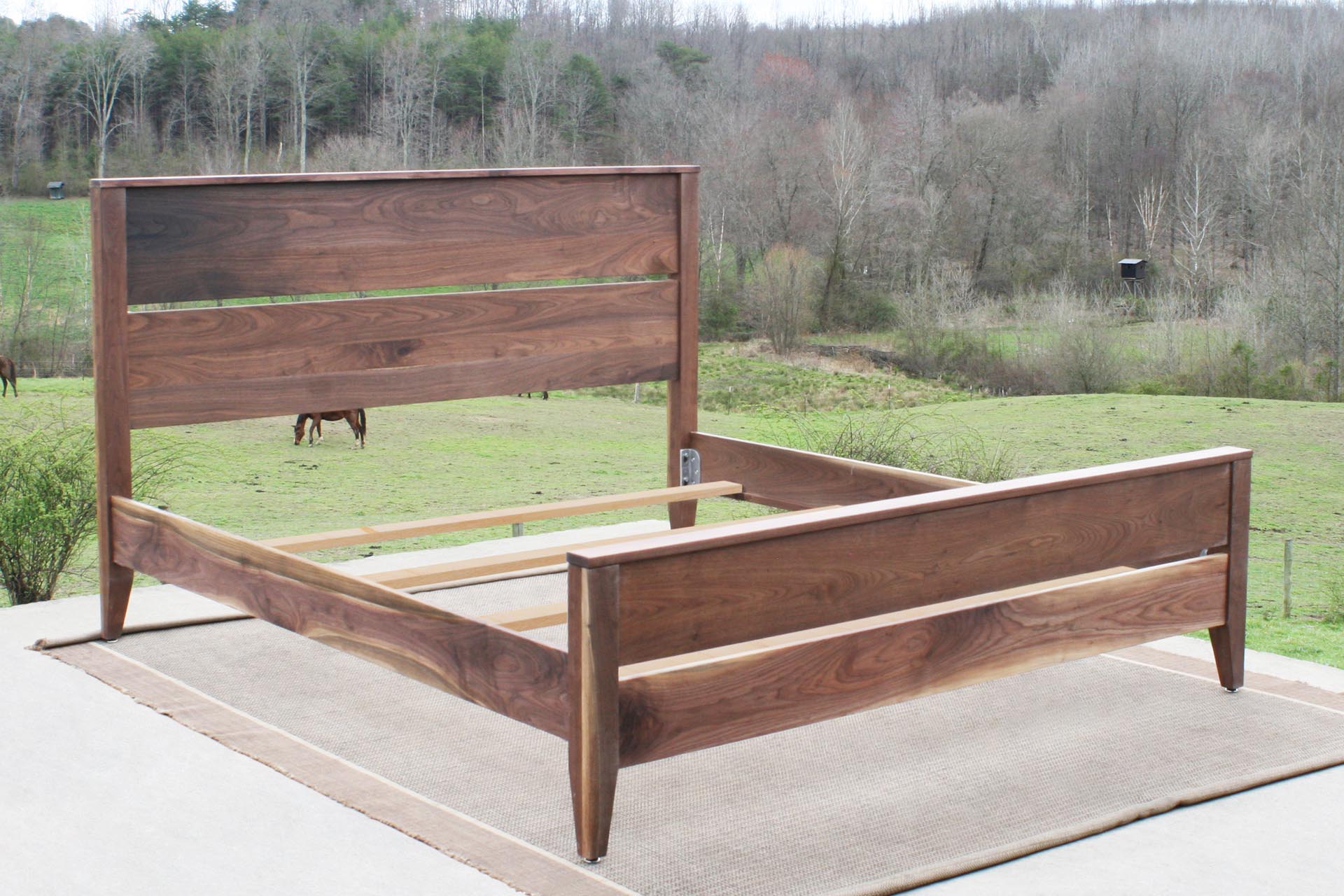 angled view Box Spring Bed with Tall Headboard