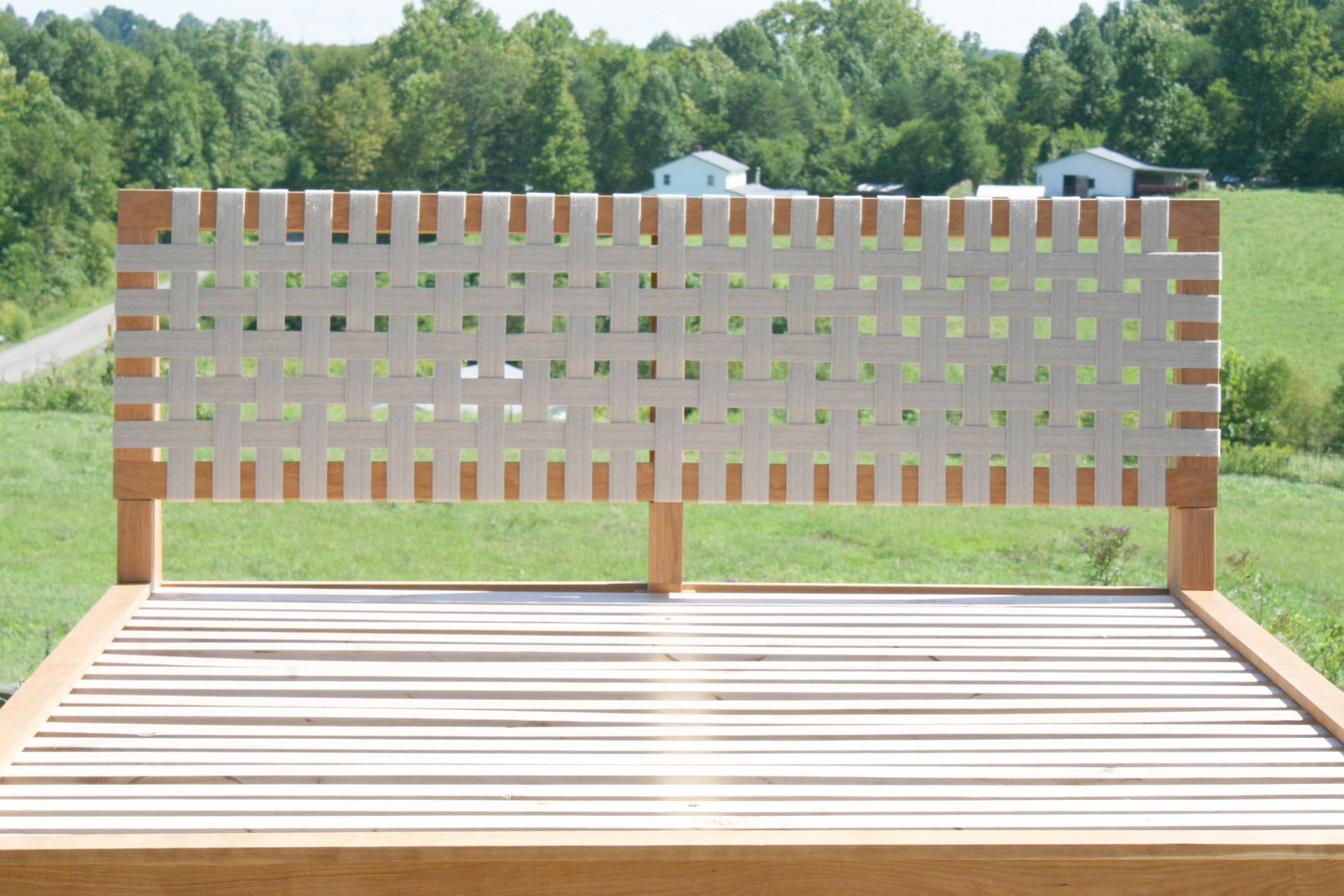 woven headboard of solid custom platform bed