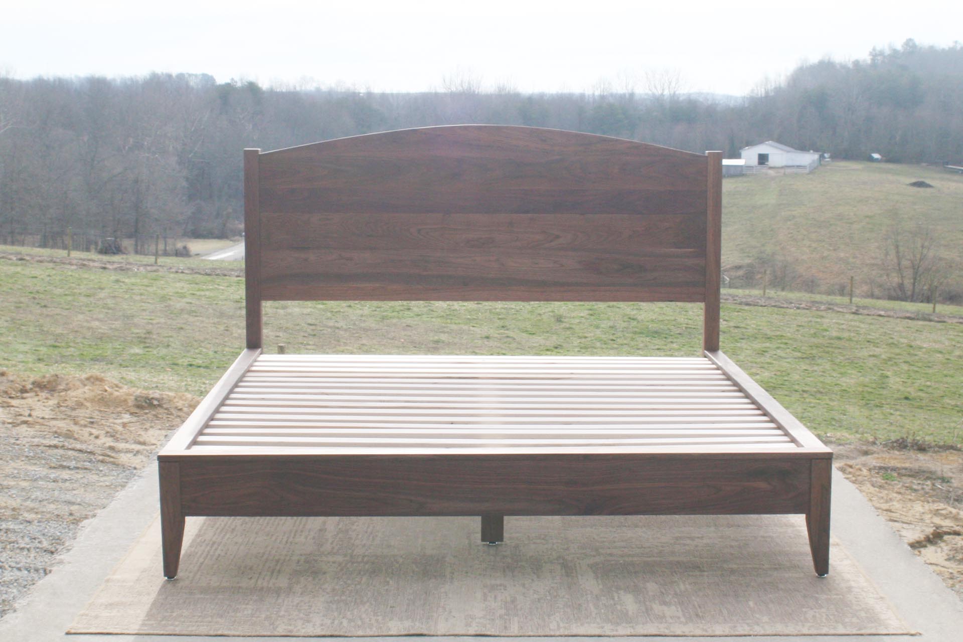 curved headboard platform bed