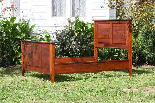 side angled view panel bed hardwood