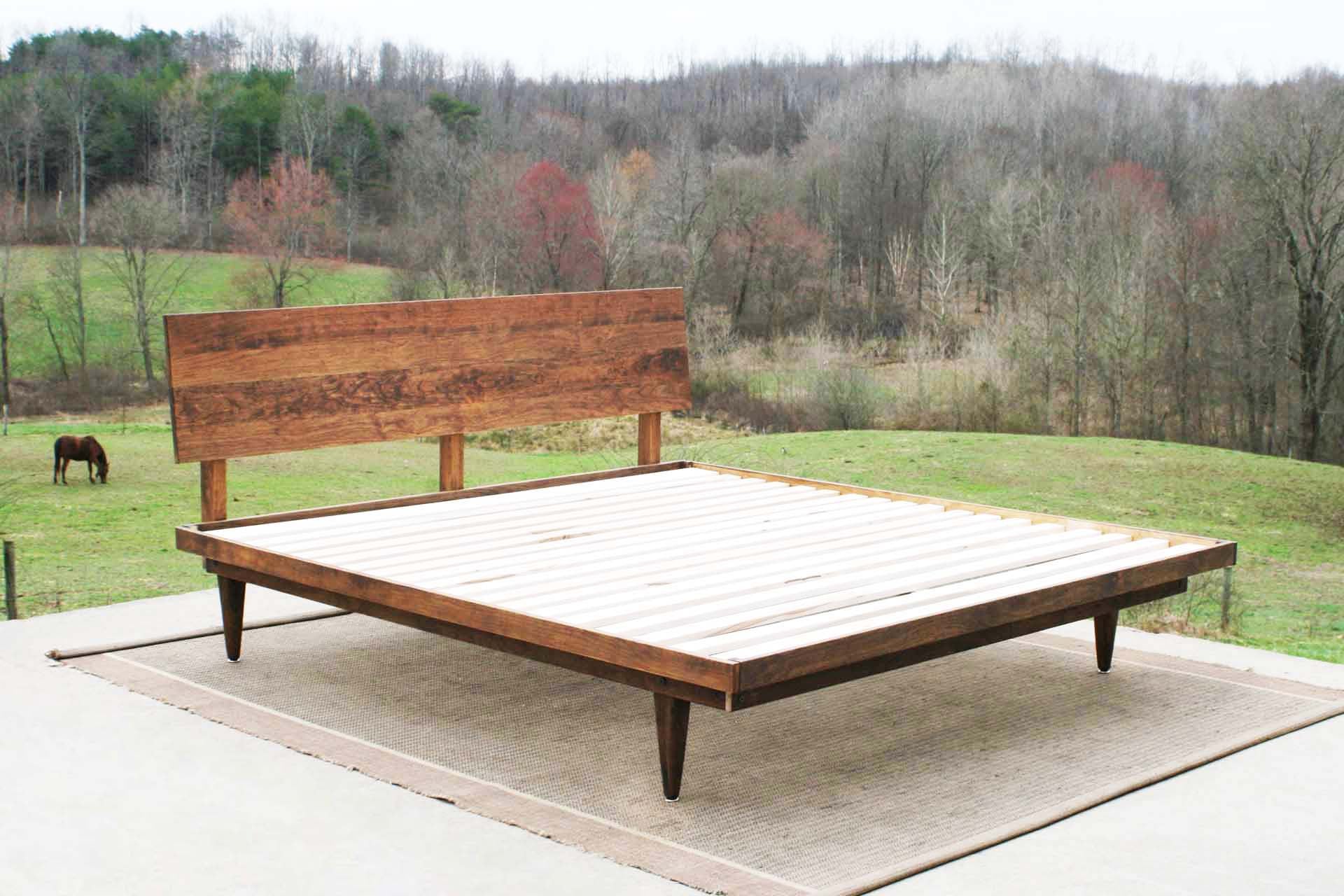 angled view mid century platform bed