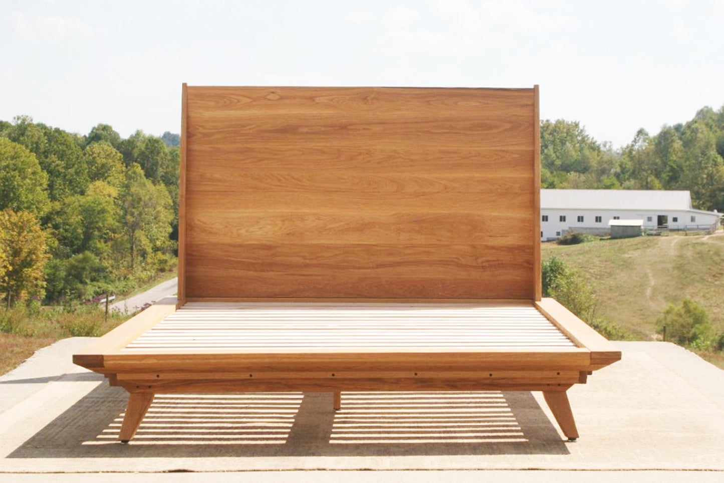 front view Mid Century Modern Platform Bed