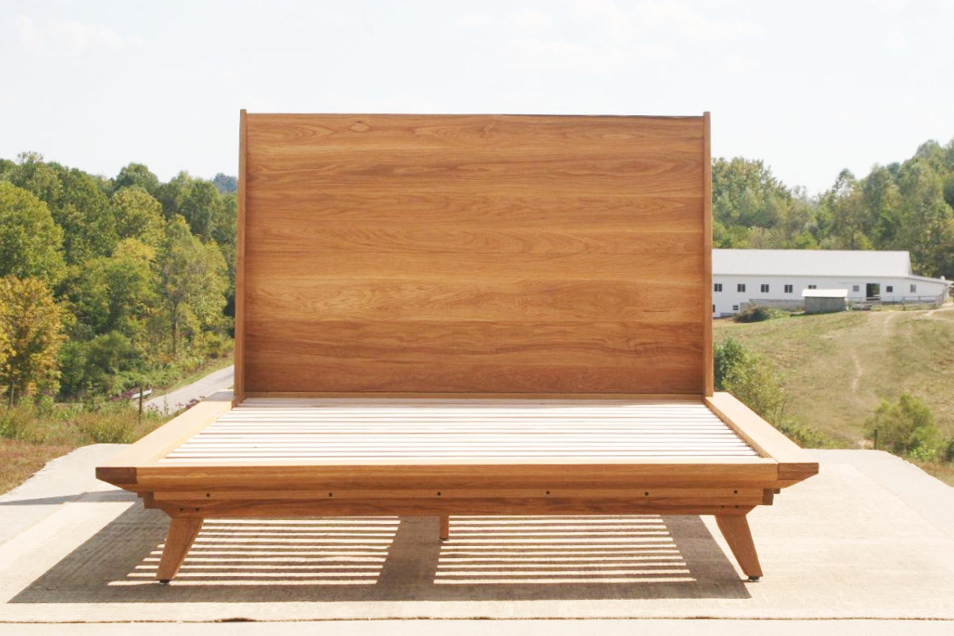 front view Mid Century Modern Platform Bed