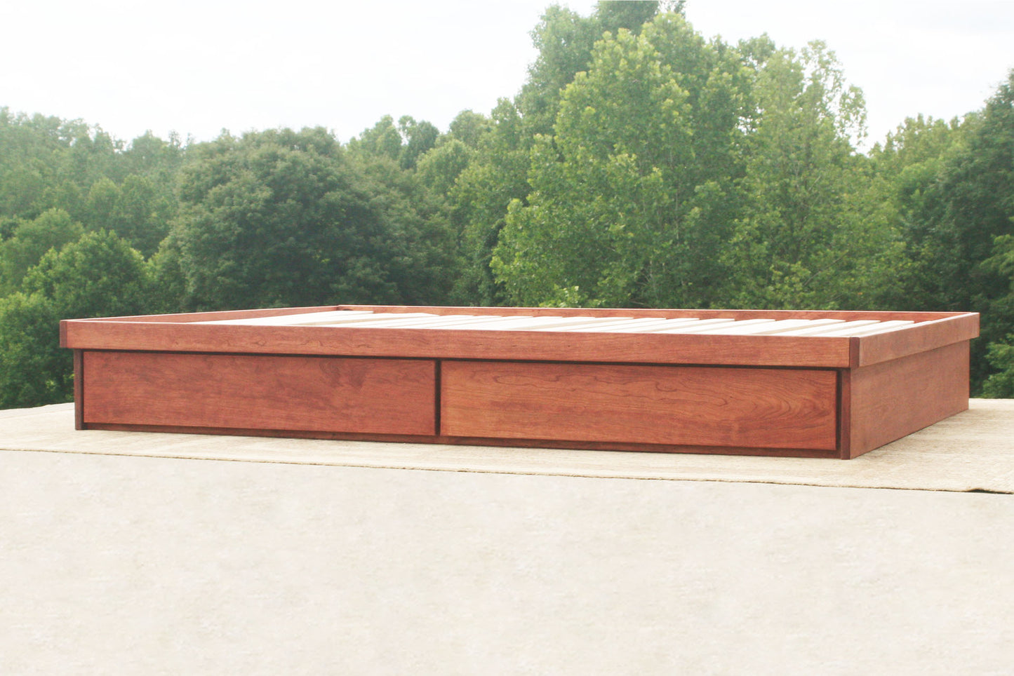 natural Low storage bed with 4 drawers
