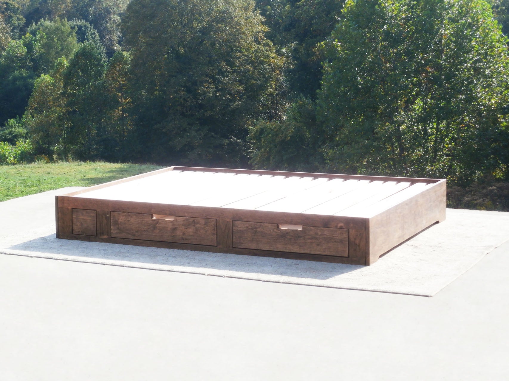 wood Low profile storage bed with 4 drawers