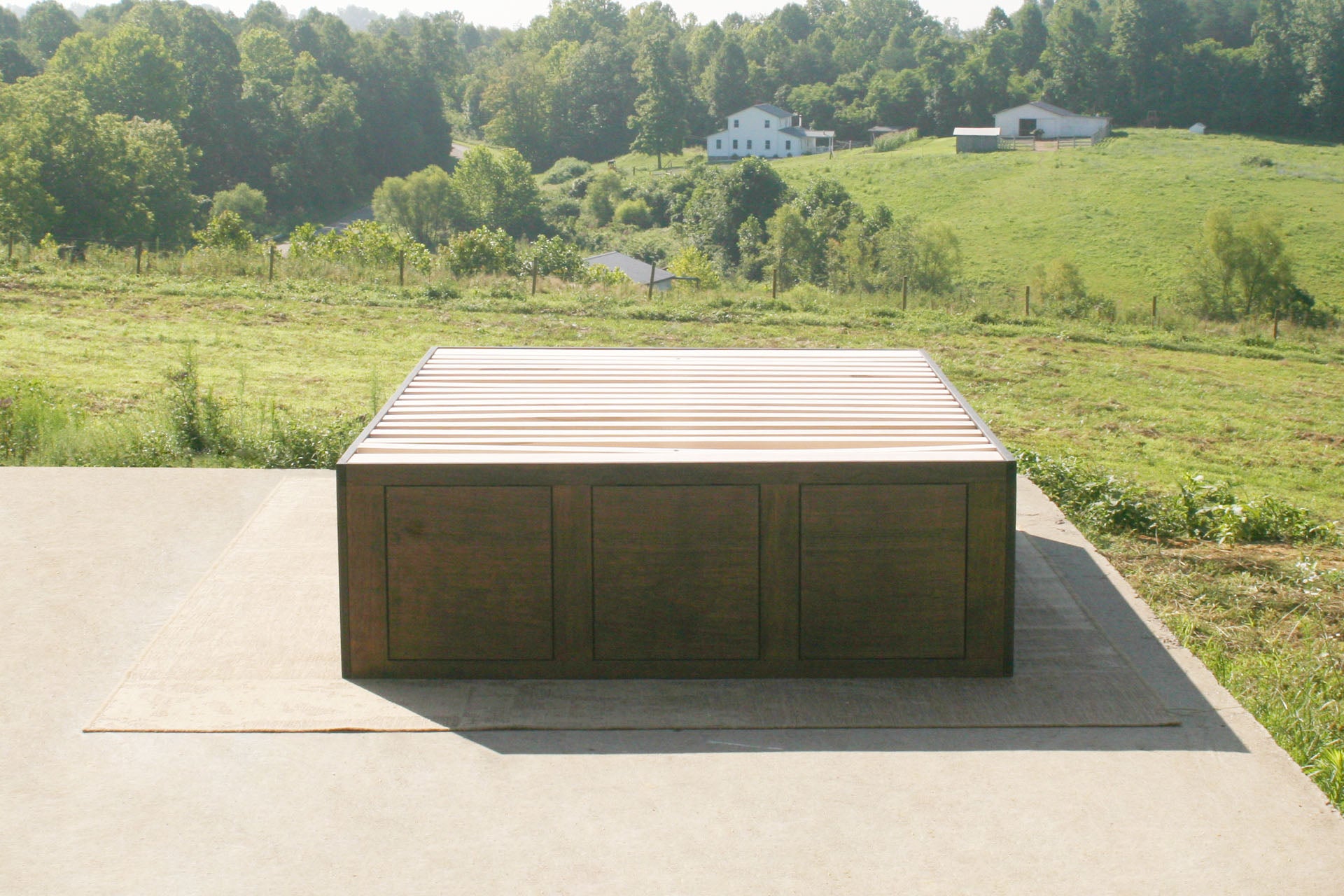 walnut storage bed front view