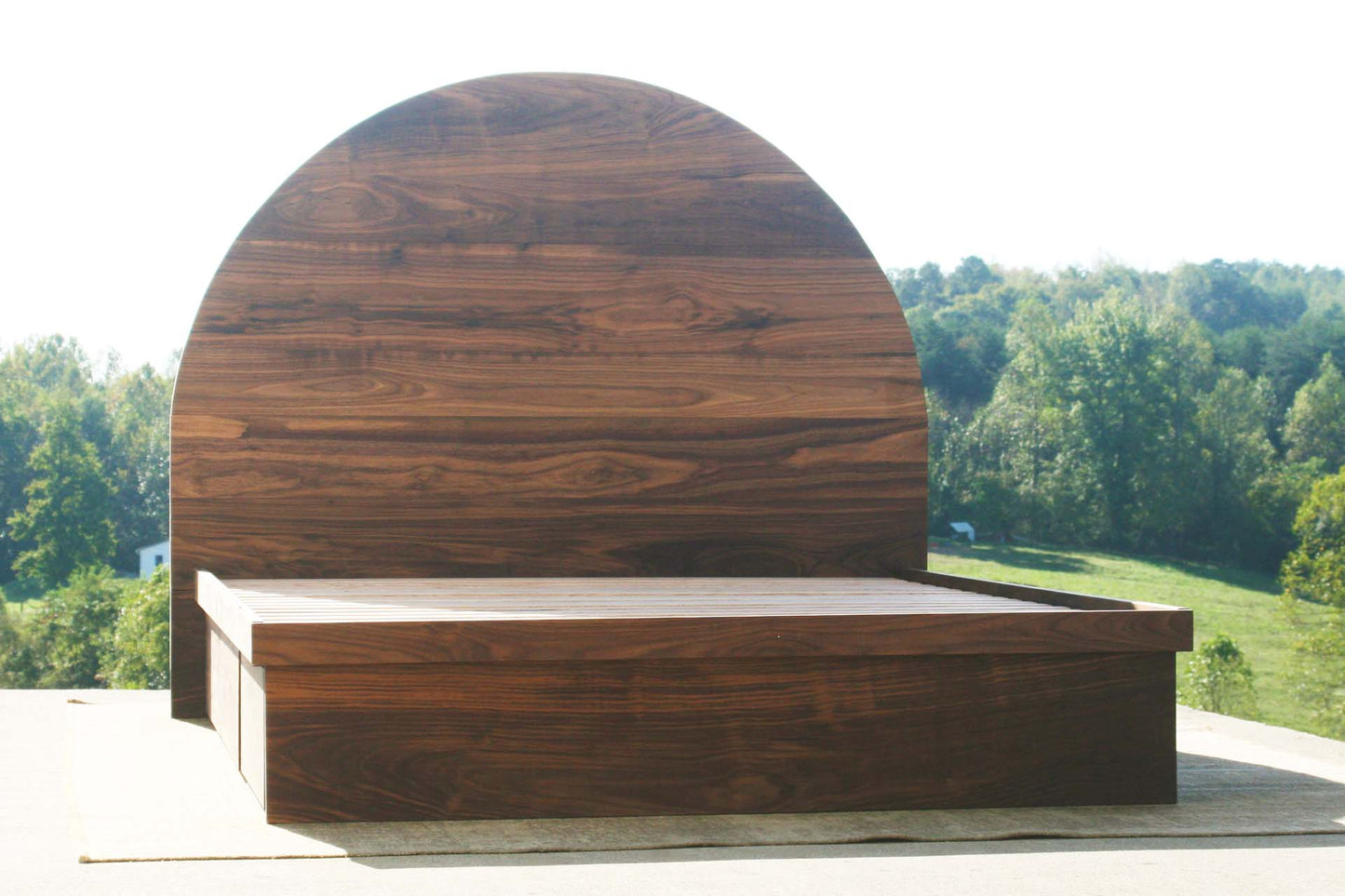 angled view Round Headboard Storage Bed