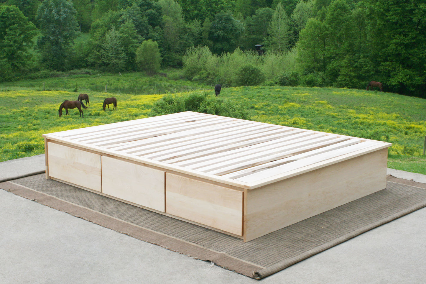angled view front close view 6 Drawer Storage Bed with flat platform