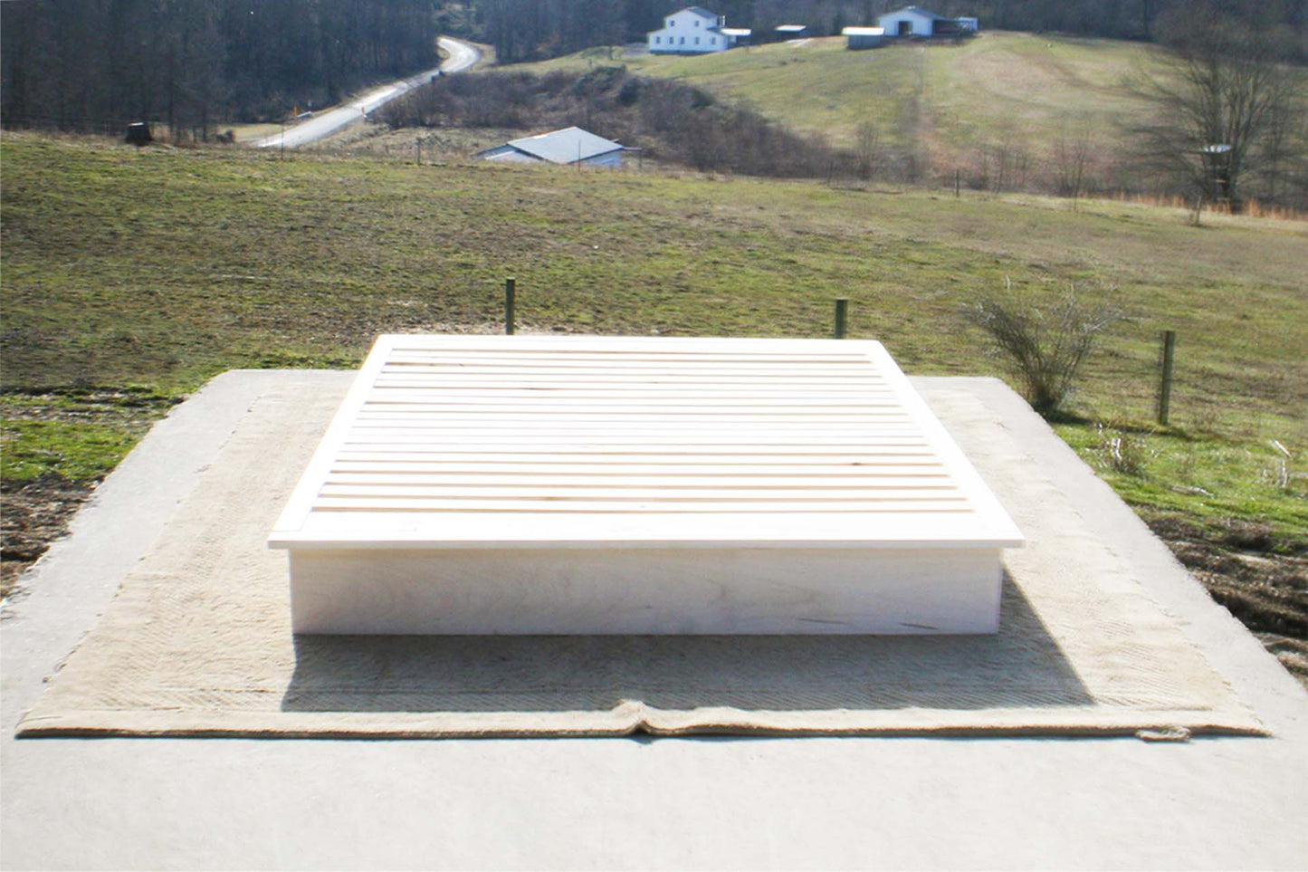 front view natural Low Platform Bed or Tatami Bed with 6 drawers