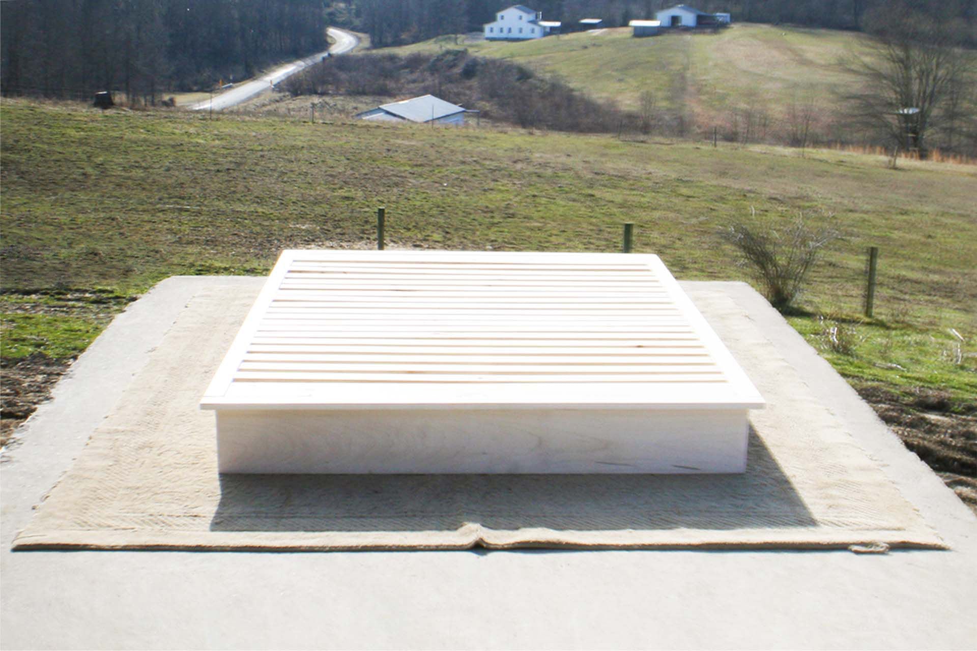 front view natural Low Platform Bed or Tatami Bed with 6 drawers