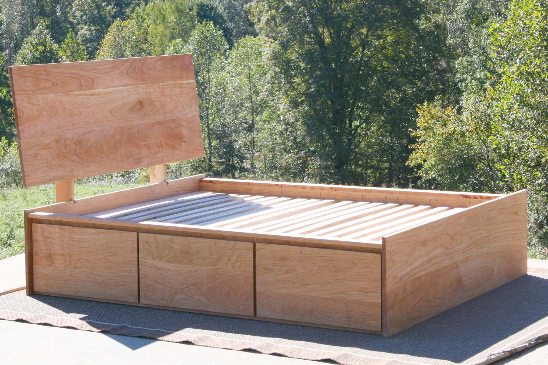 Low Storage Bed with 6 drawers and angled headboard