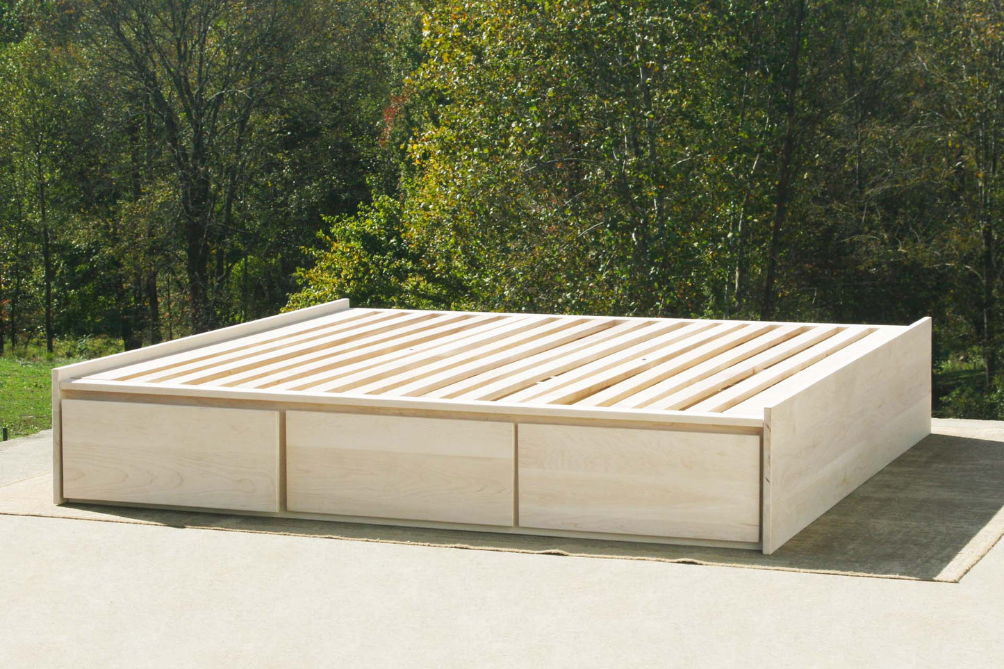 custom natural Platform bed with drawers