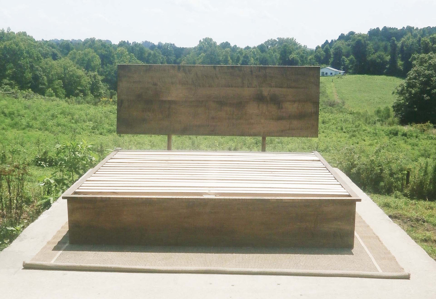 front view solid custom Storage Bed with 6 drawers and angled headboard