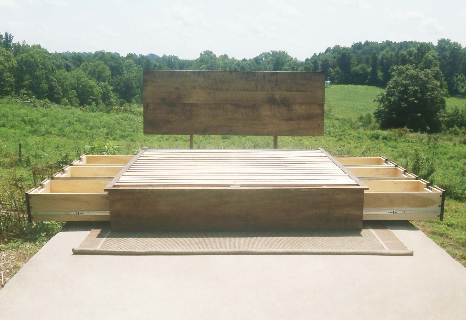 drawers out solid custom Storage Bed with 6 drawers and angled headboard