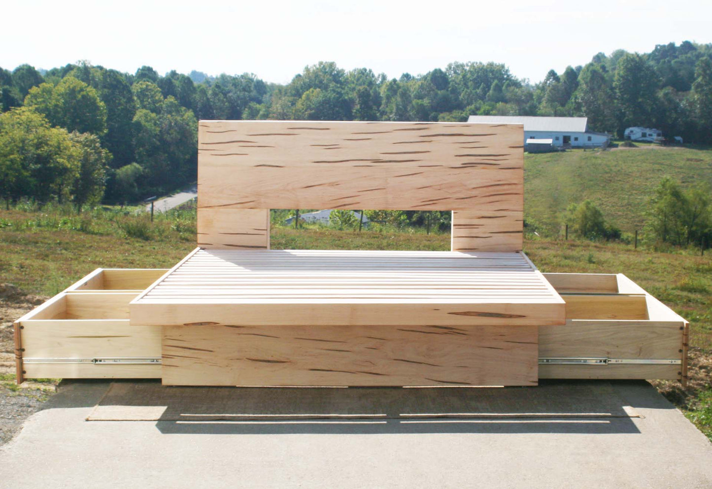 drawers open natural four drawer storage bed with headboard storage