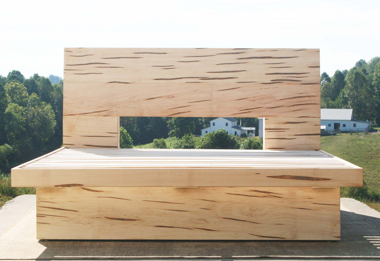 front view natural four drawer storage bed with headboard storage