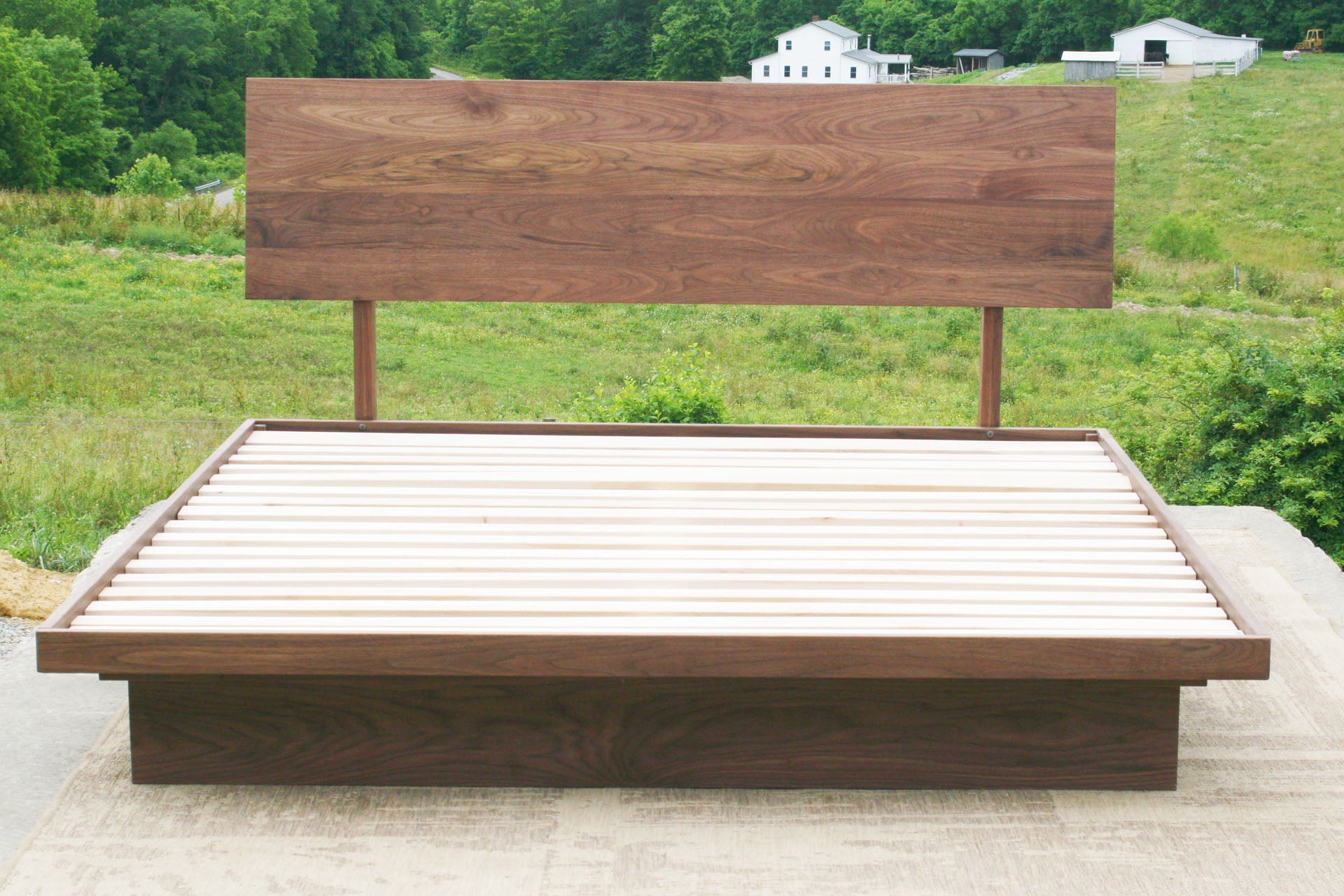 front view of Low platform storage bed with 4 drawers