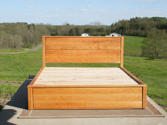Platform Bed with 4 drawers and recessed frame headboard