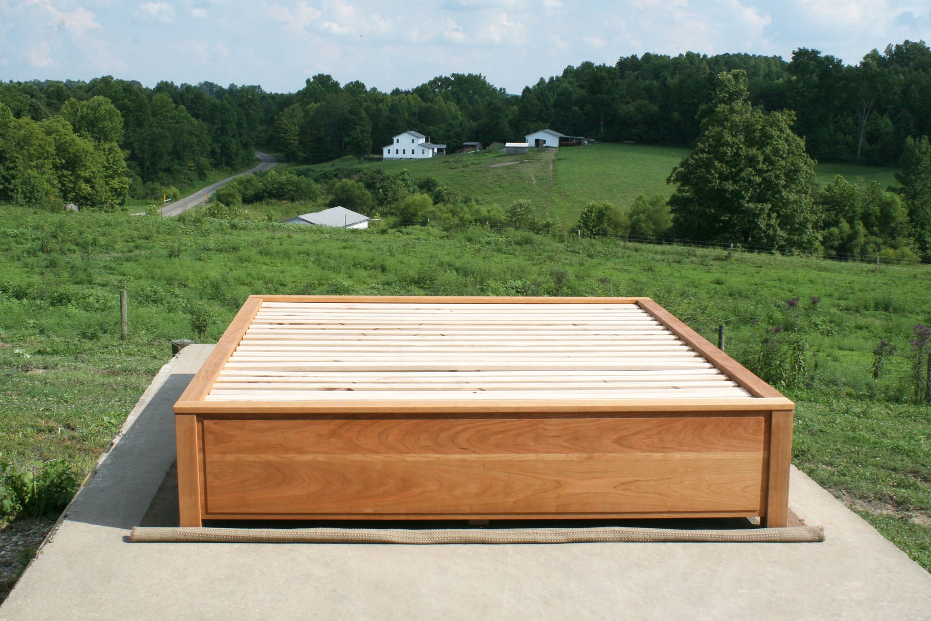 front view Platform Bed with 6 drawers and recessed frame