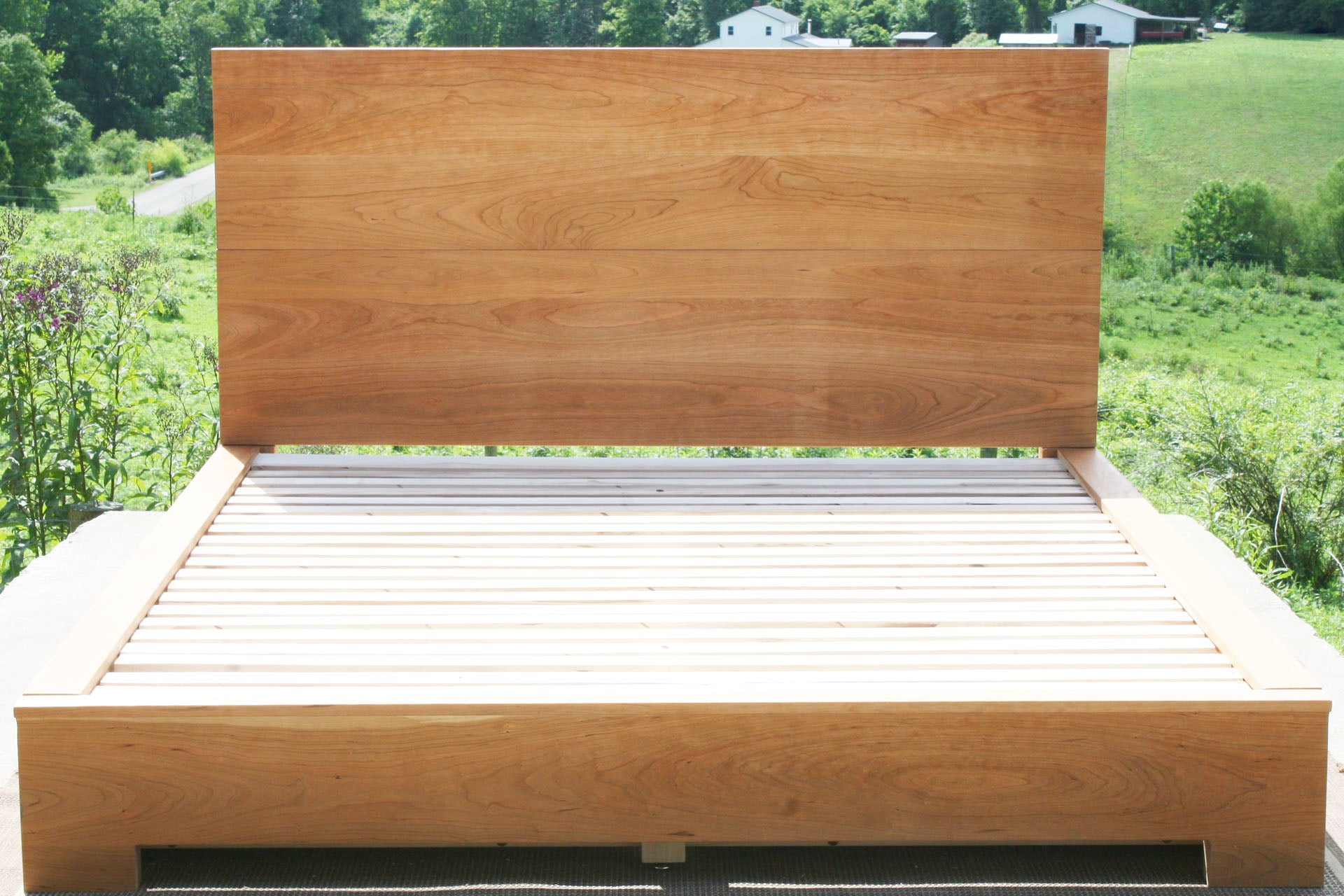 front view Low Storage Bed with 6 drawers and thick headboard