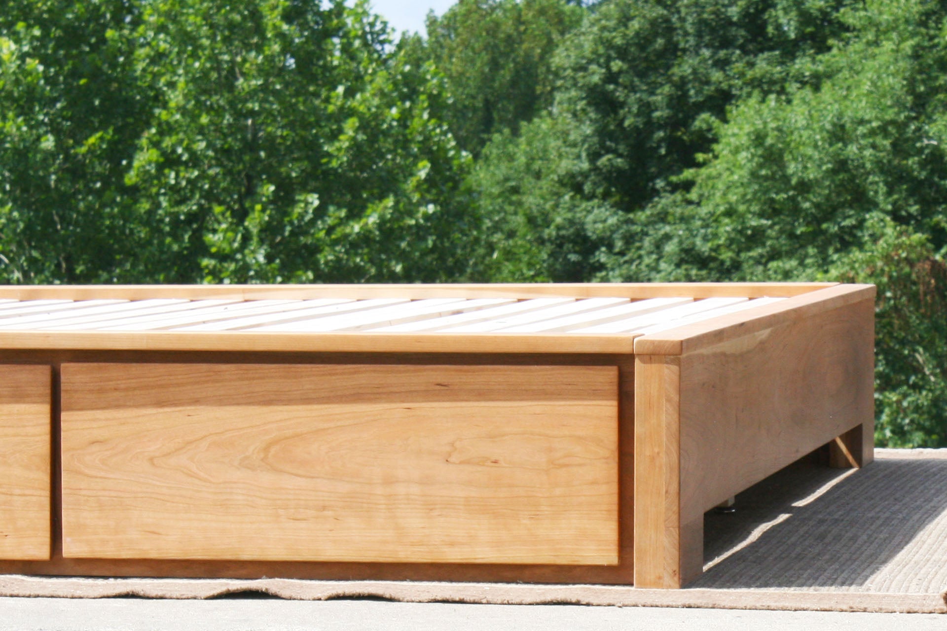 end of Low Storage Bed with 6 drawers and thick headboard