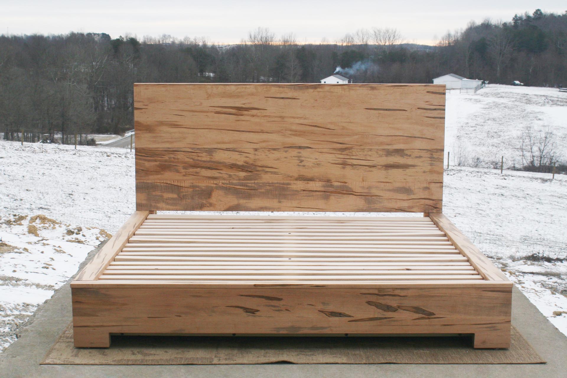 Low Storage Bed with 6 drawers and thick headboard front view