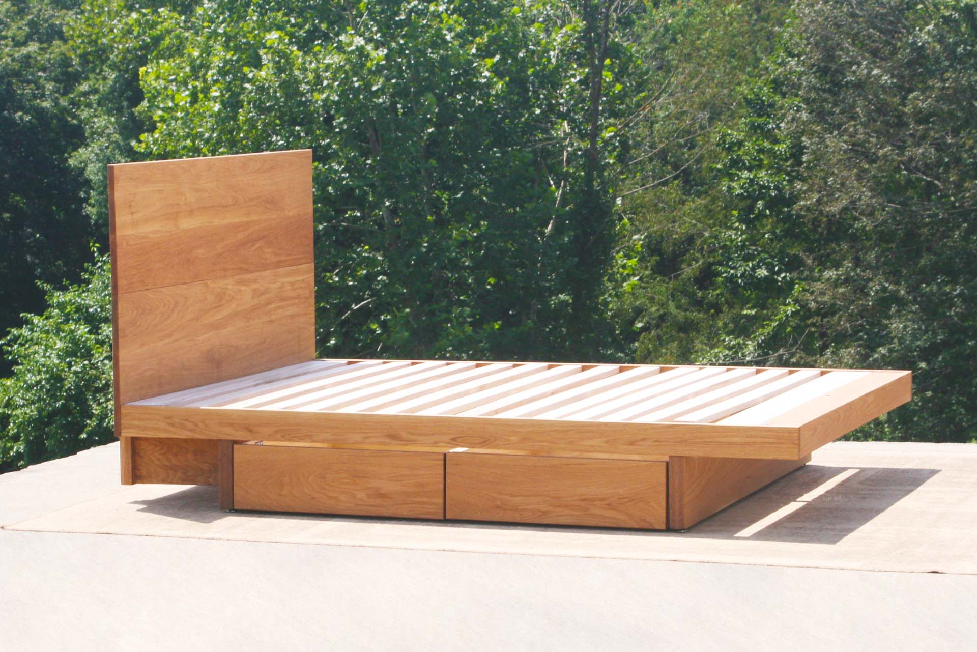solid custom Cantilever storage bed with 4 drawers and headboard