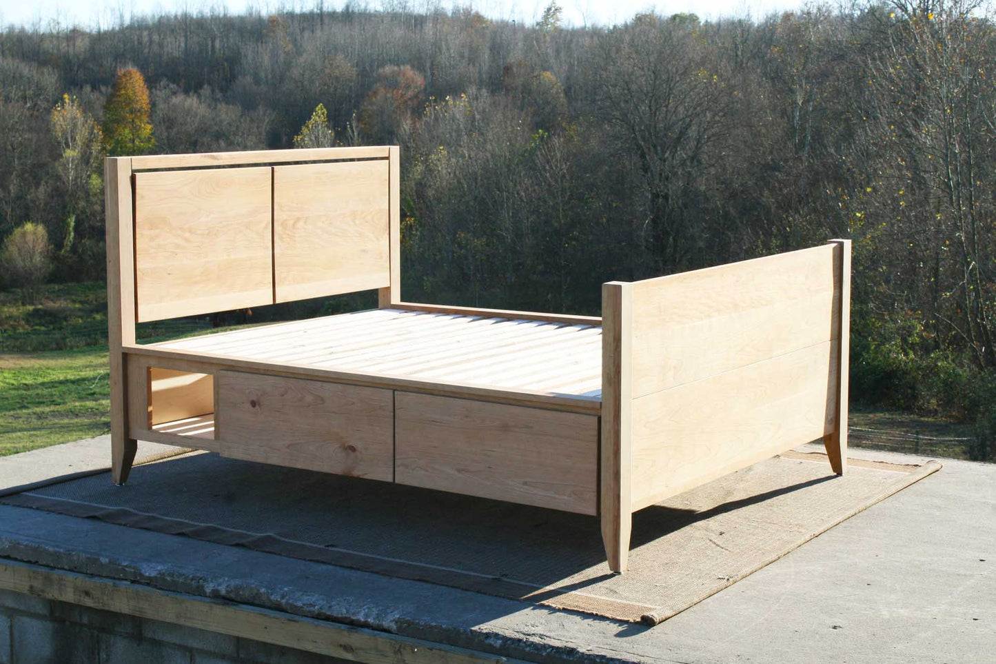 storage bed with cubby angled view