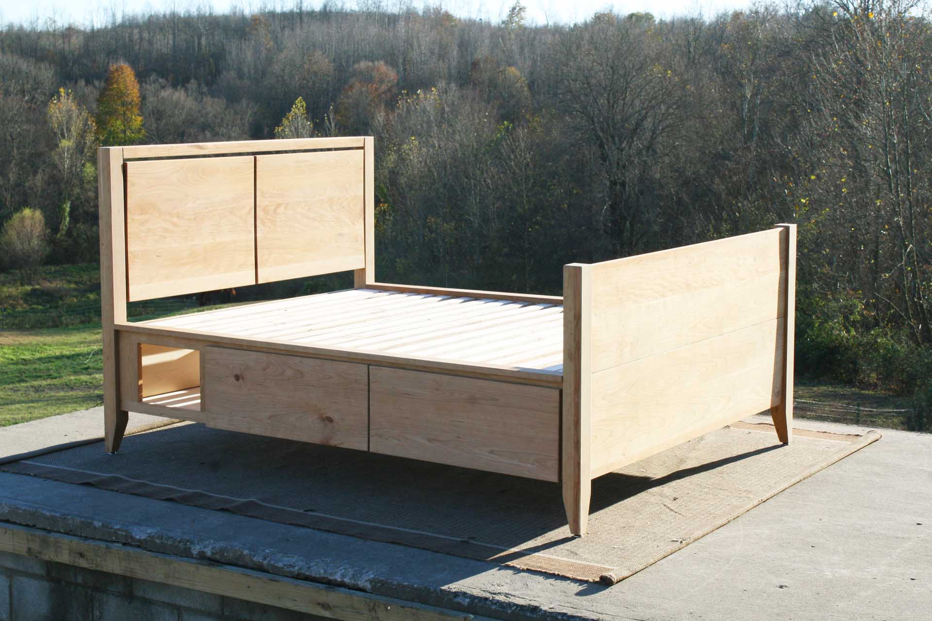 storage bed with cubby angled view