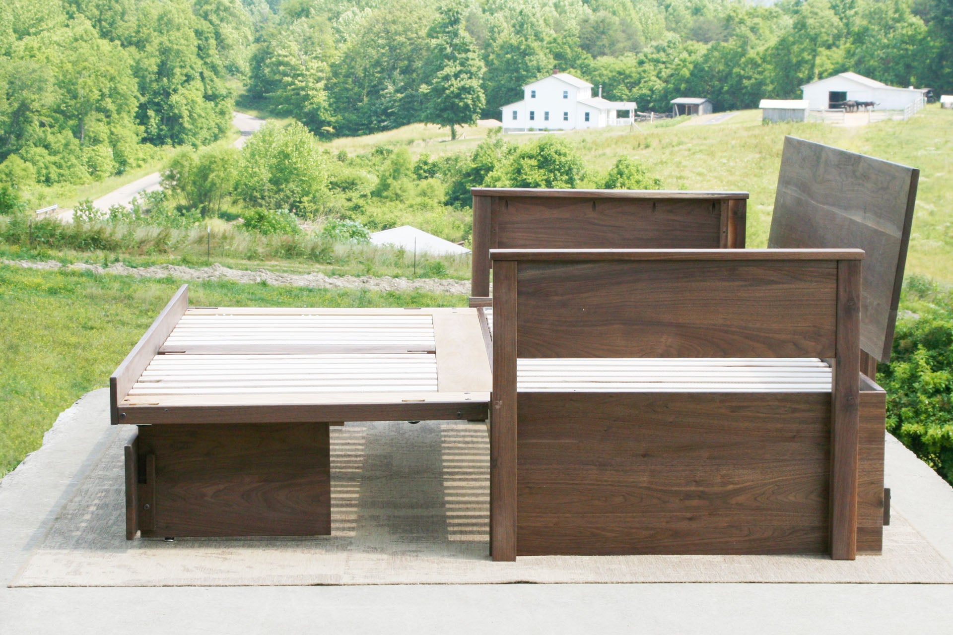natural walnut day bed side view