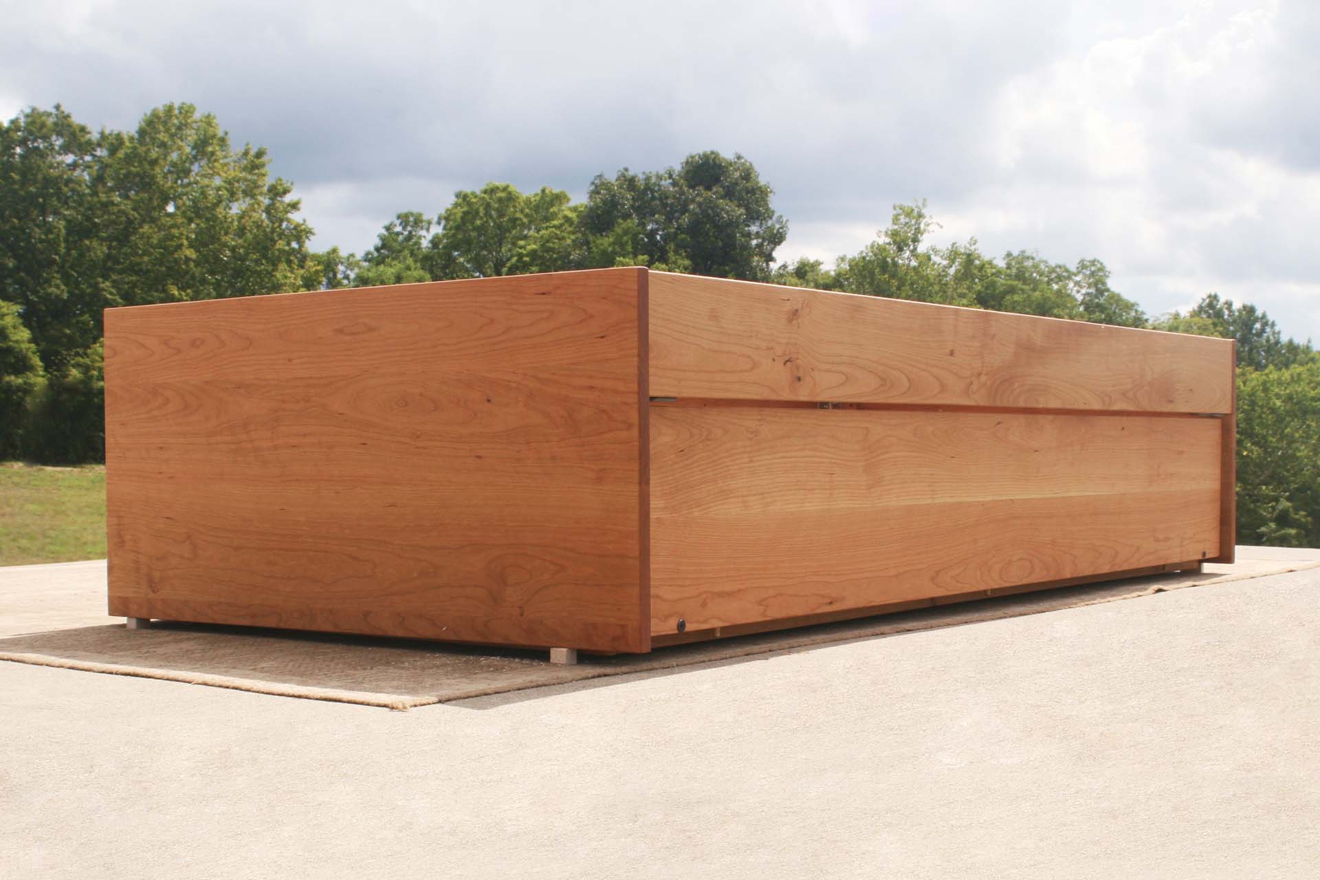 angled view Trundle Bed with Pull Lift Handle and No Headboard