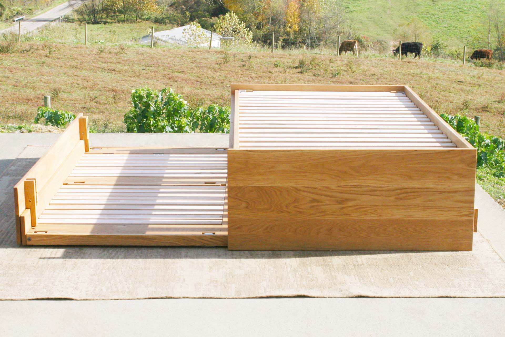 custom Trundle Bed with Pull Lift Handle and No Headboard