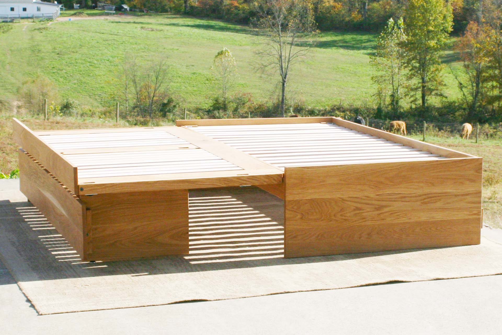 trundle up solid custom Trundle Bed with Pull Lift Handle and No Headboard