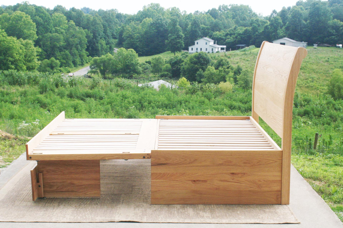 side view 3-Function Trundle Bed with Sleigh Headboard