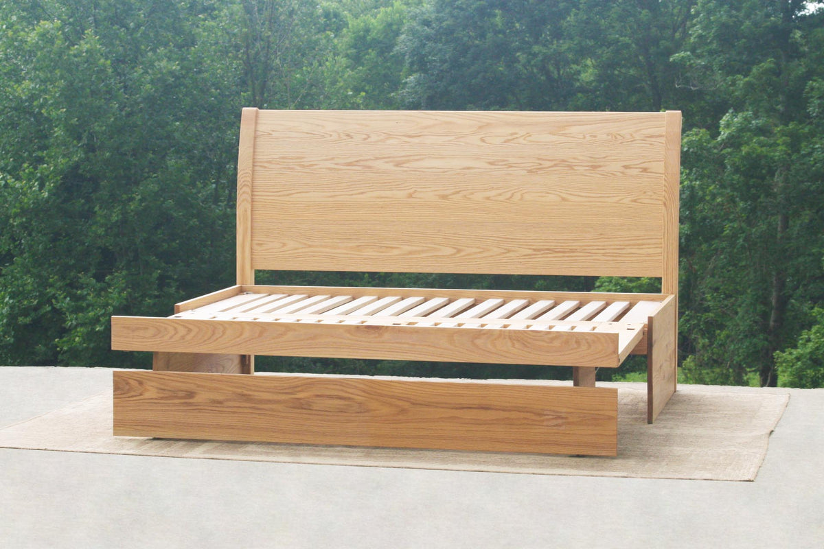 hardwood 3-Function Trundle Bed with Sleigh Headboard