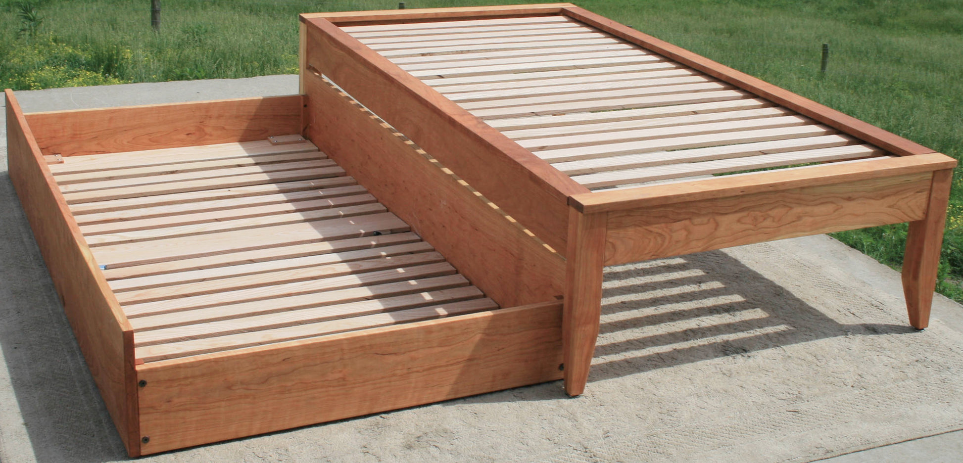 trundle out Trundle bed with platform top cap trim