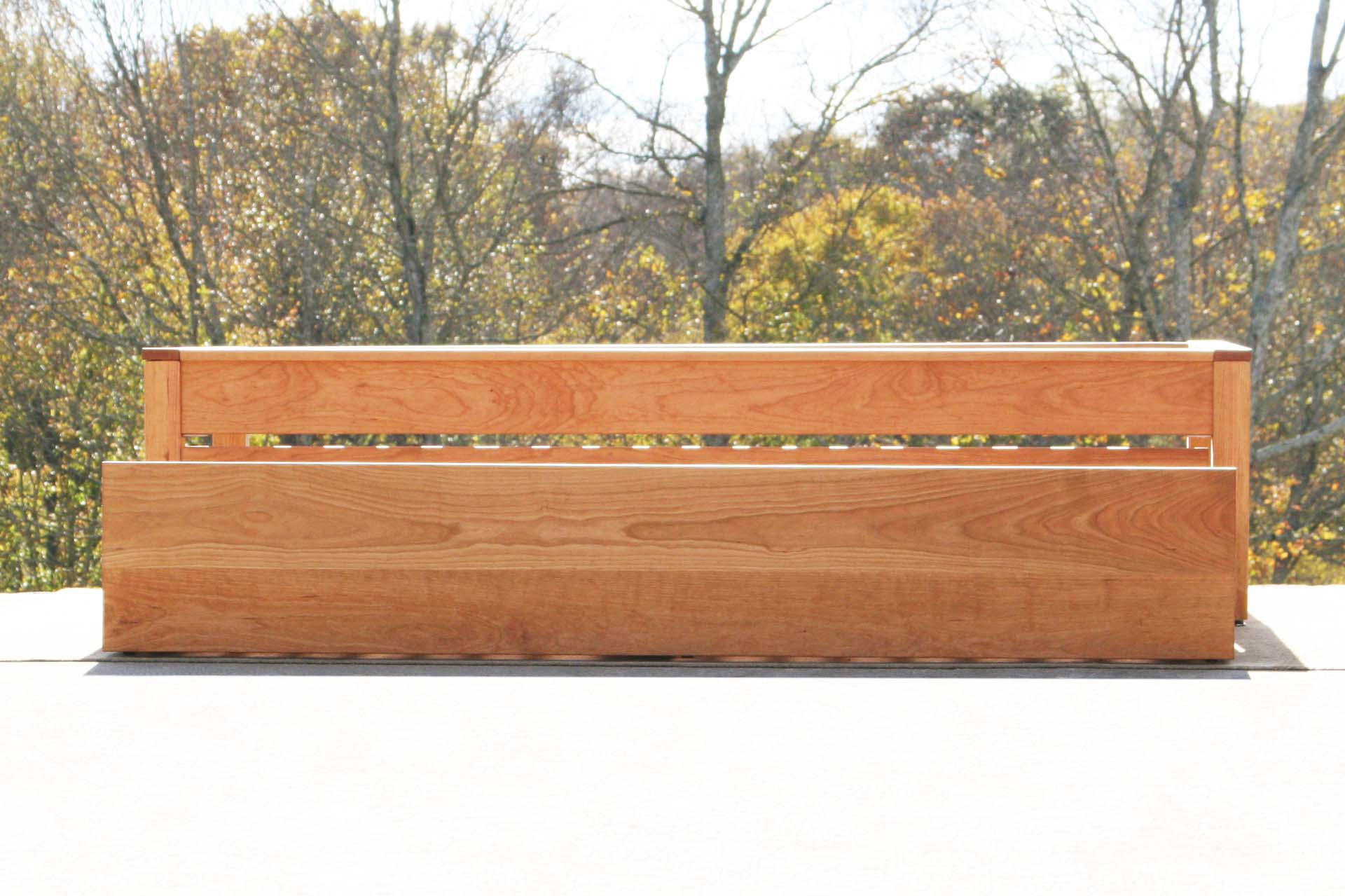 side view custom Trundle bed with platform top cap trim