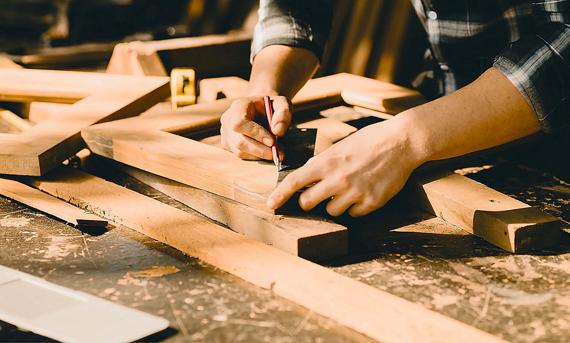 craftsman in wood working shop