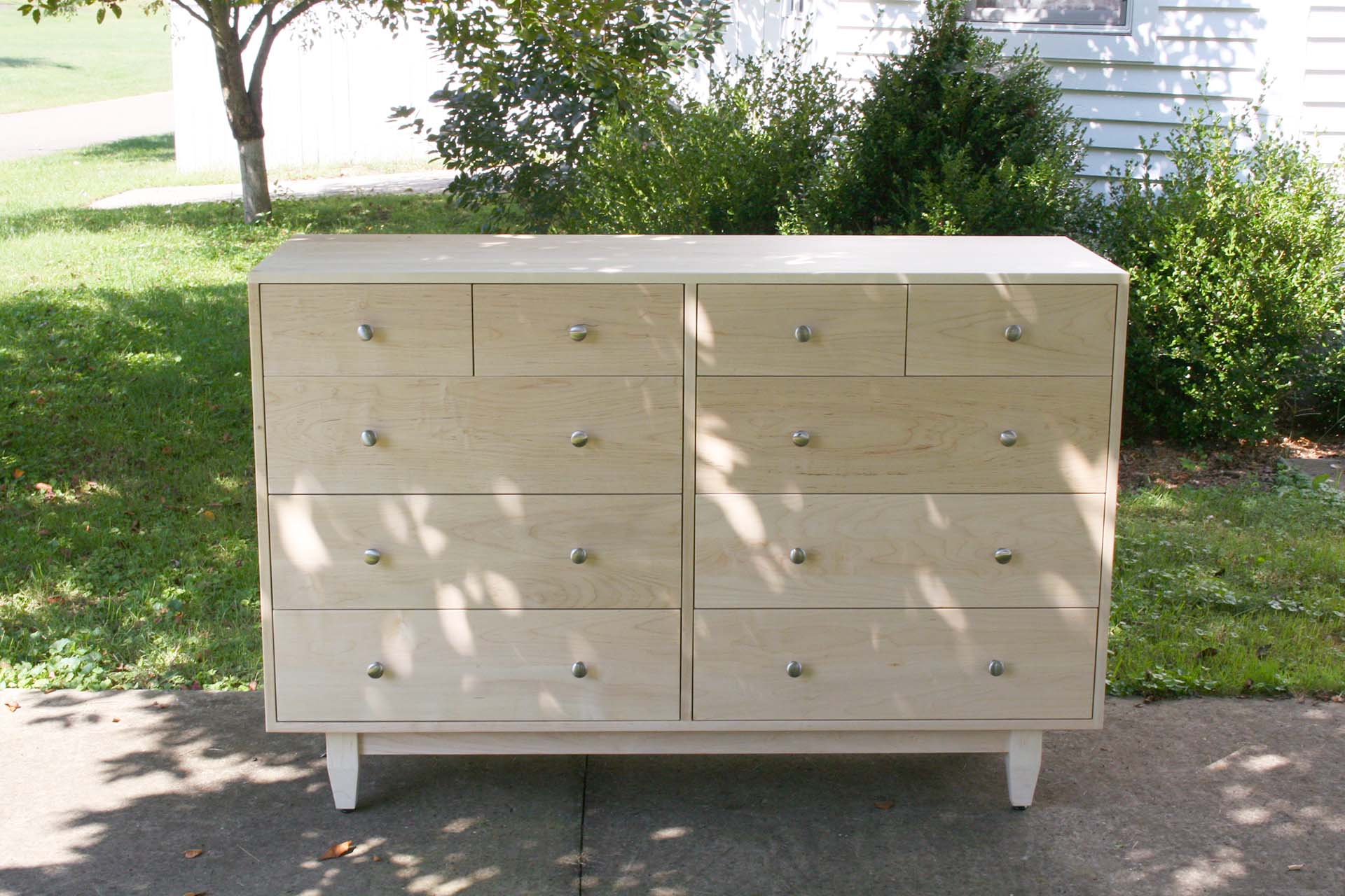 front view 10 drawer mid century modern dresser