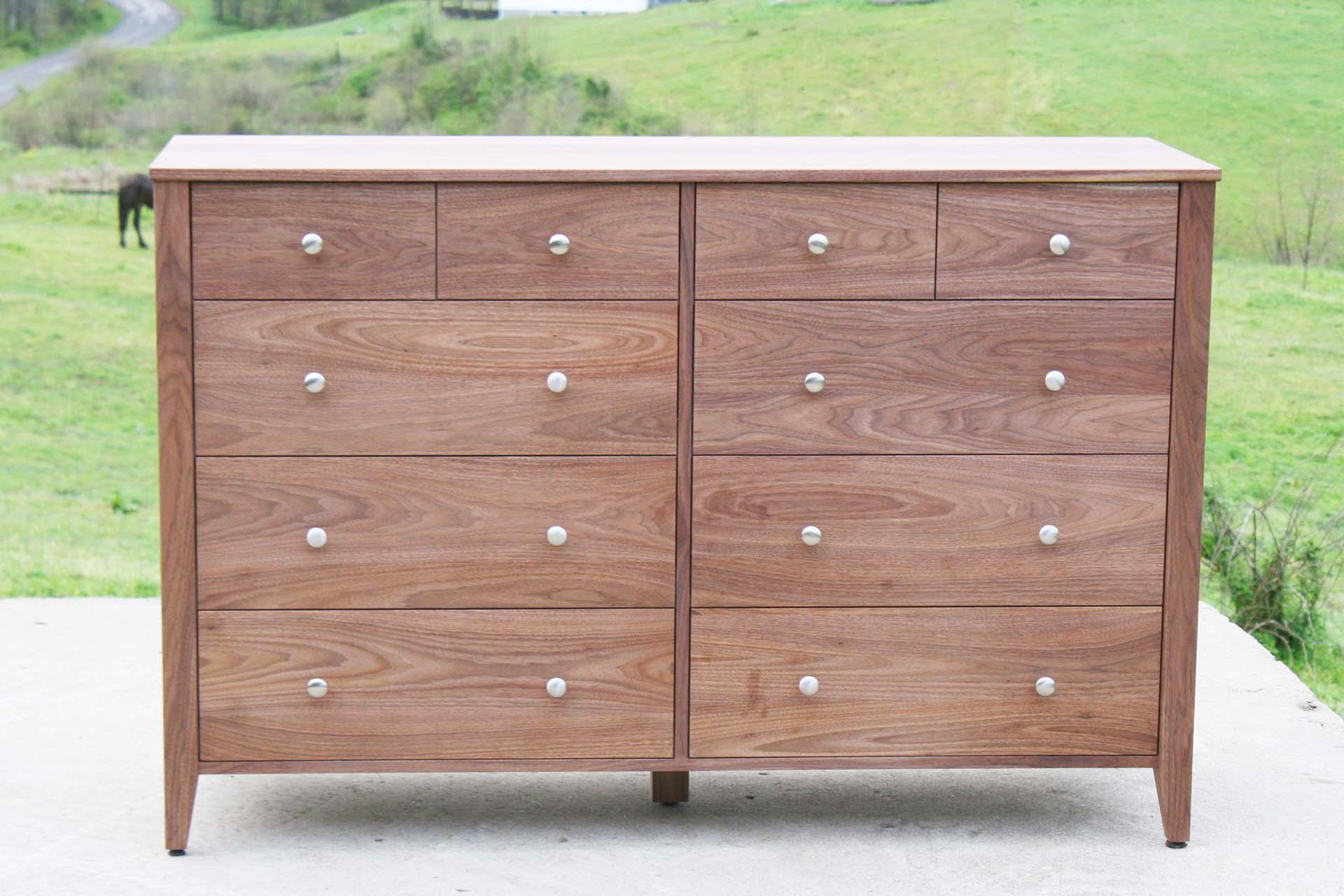 hardwood 10 drawer double dresser
