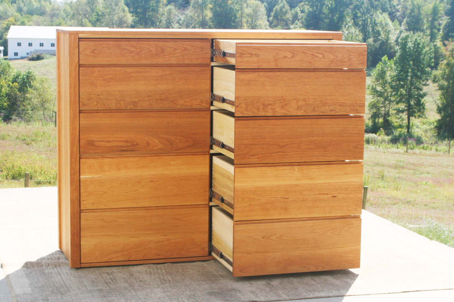 angled view drawers open hardwood 10 Drawer Dresser