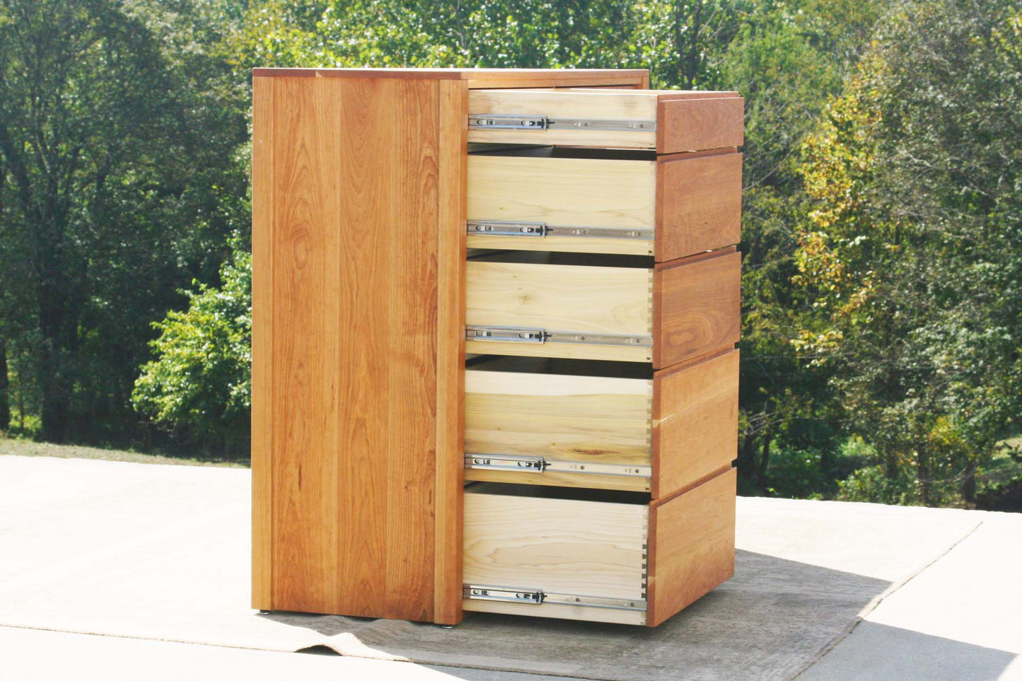 side angled view drawers out hardwood 10 Drawer Dresser