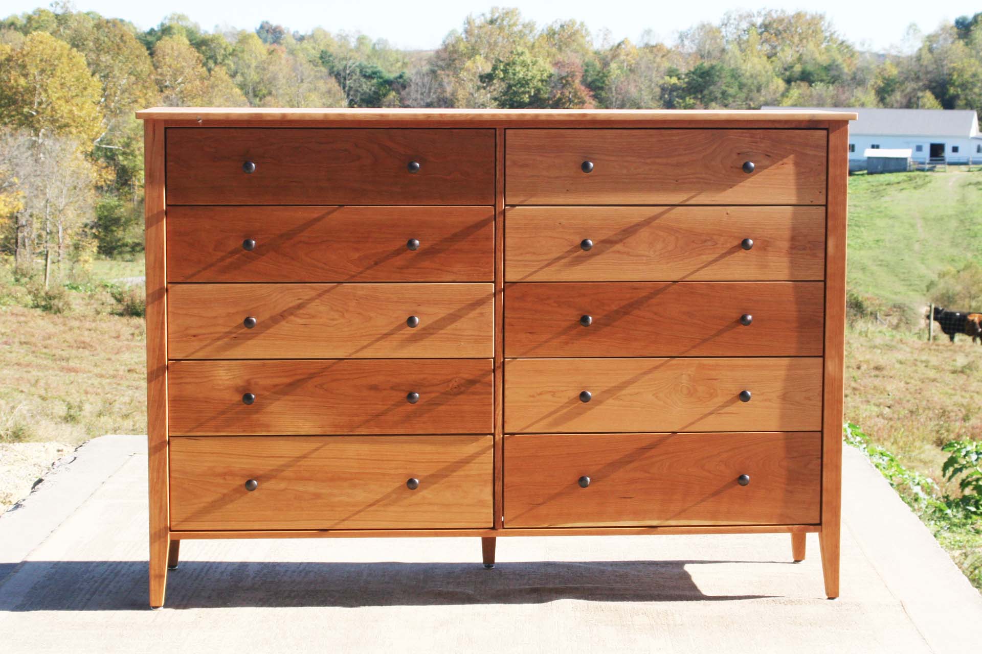 front view natural 10 Drawer Dresser