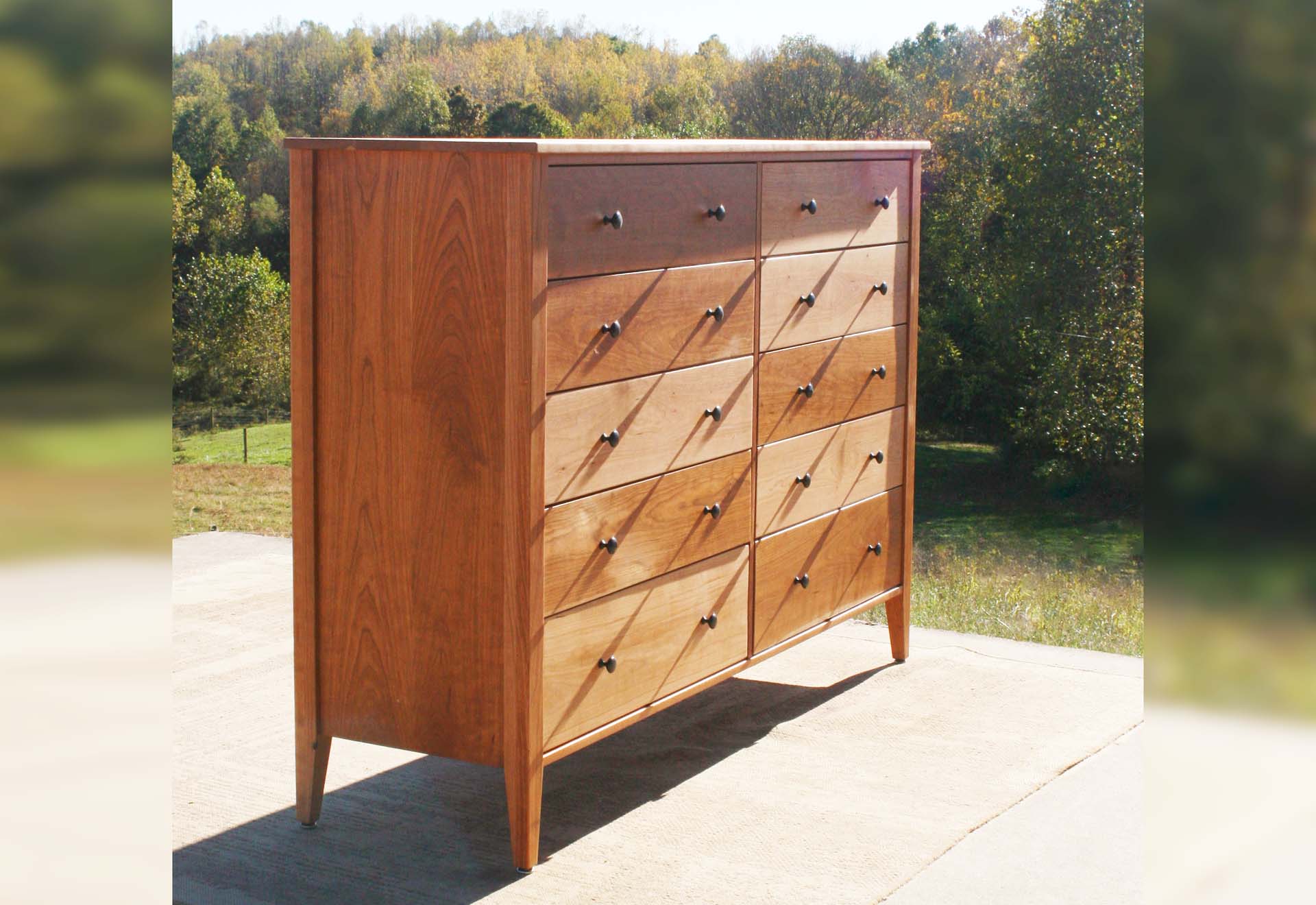 angled view natural 10 Drawer Dresser