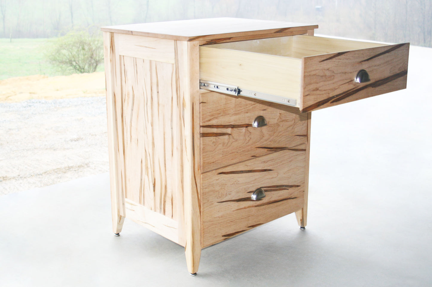  top drawer open Chest of Three Drawers with Paneled Sides