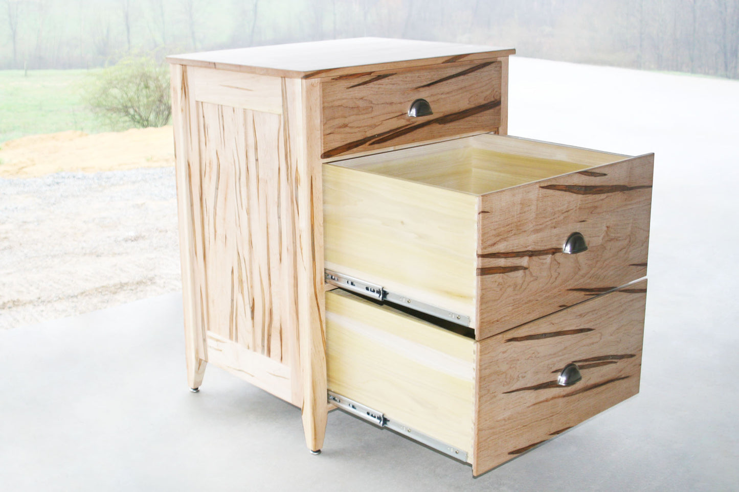 drawers open Chest of Three Drawers with Paneled Sides