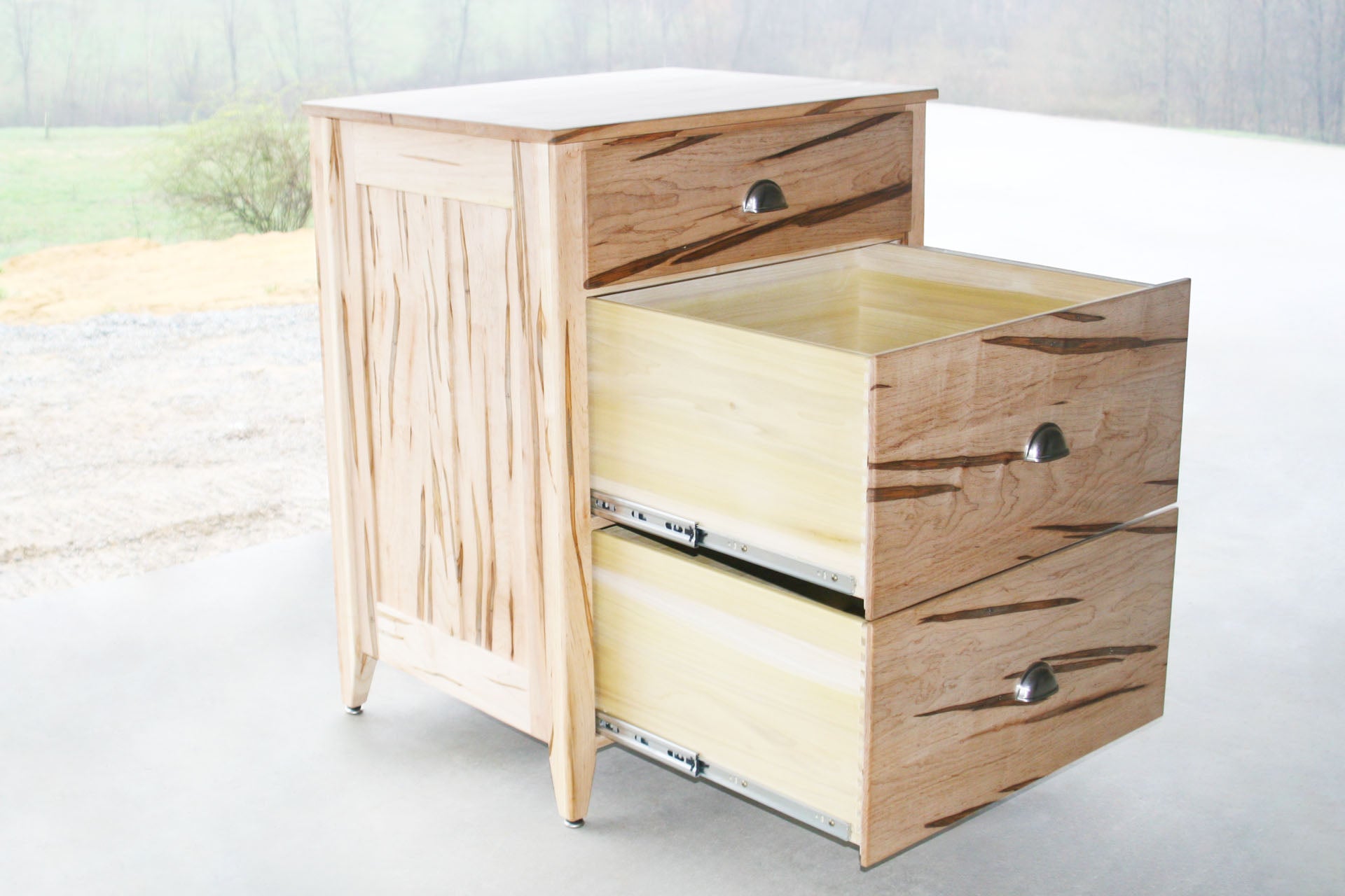 drawers open Chest of Three Drawers with Paneled Sides
