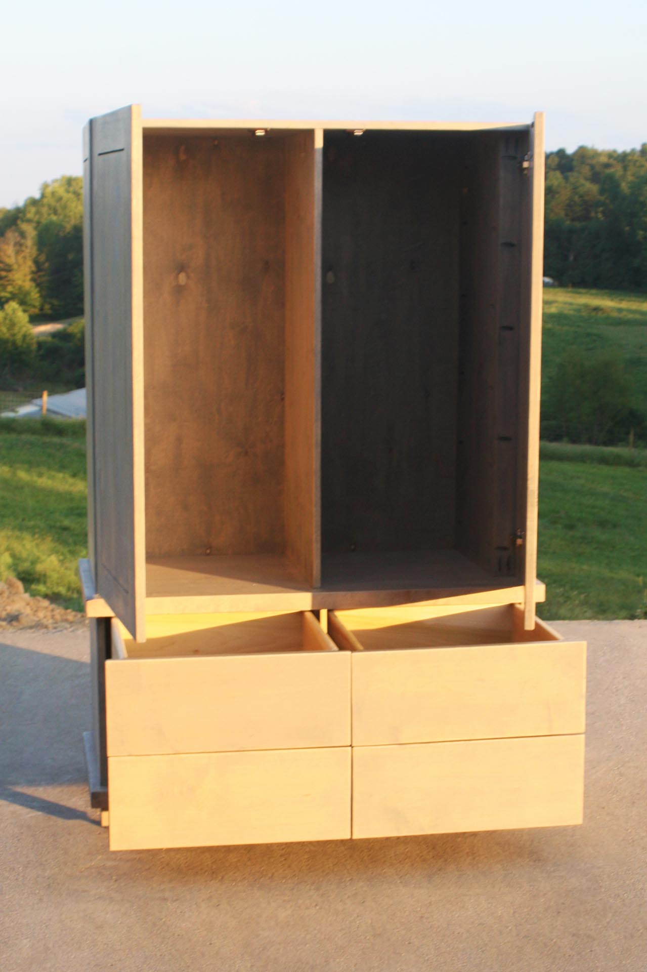 Armoire Dresser with two open drawers