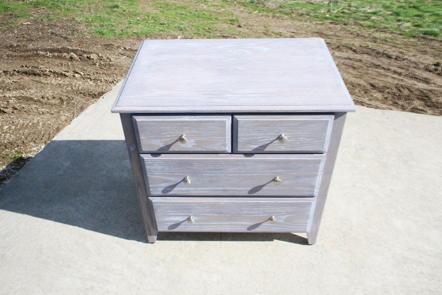 front top view dresser natural stain with drawers